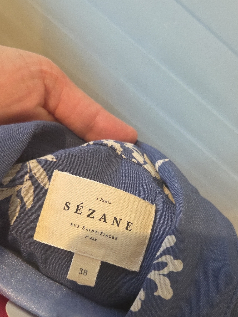 Sezane Lauretta Blue Floral Button-Front Midi Dress Size 38, US 6 - Picture 7 of 9